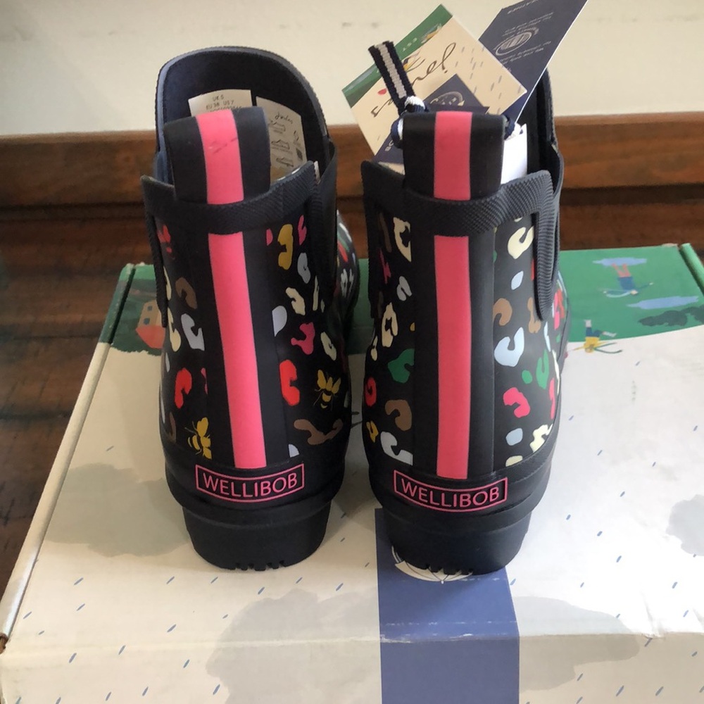 Joules Colorful Leopard Print Rain Boots